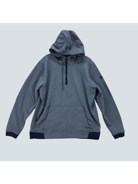 Under Armour Mens Gray Pullover Hoodie With Kangaroo Pocket & Half-Zip Size L